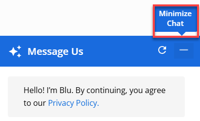 BH Account Manager Ask Blu - Minimize Chat