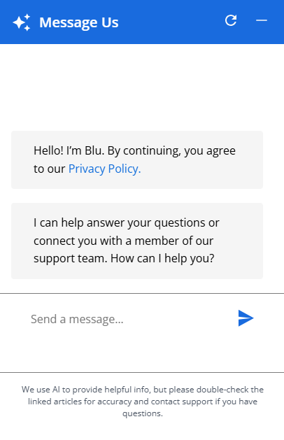BH Account Manager Ask Blu Chatbox