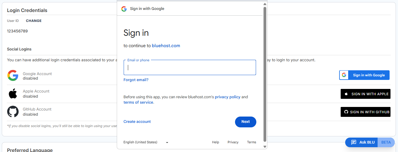Account Manager - Socials - Sign in with Google - Enter Email