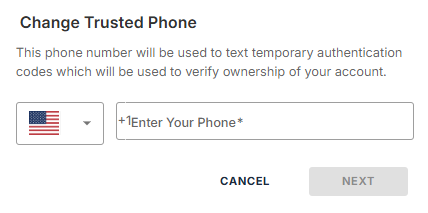 Change Trusted Phone - Enter new phone number