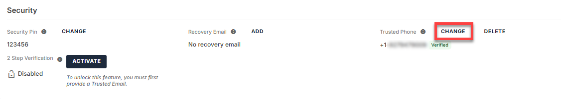 Security - Trusted Phone - Change