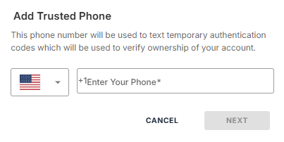 Add Trusted Phone - Enter Your Phone