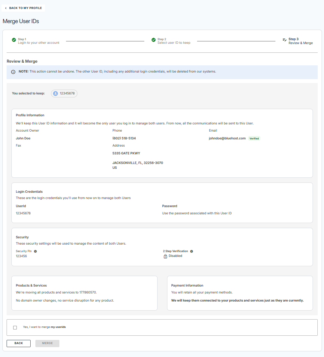 Review and Merge information