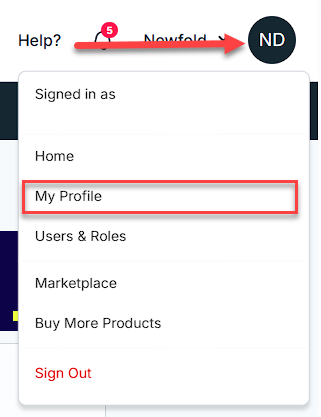 Account Manager My Profile Dropdown option