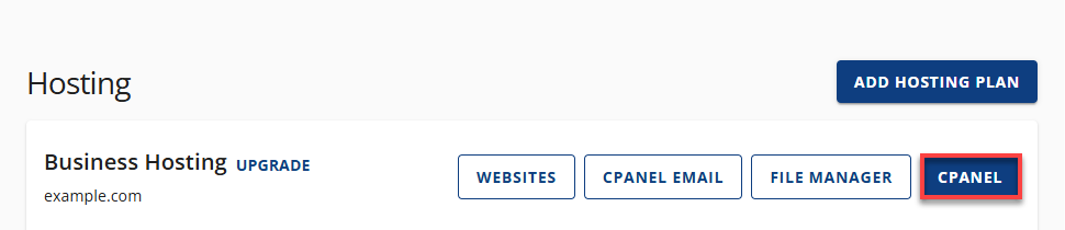 Bluehost Account Manager - Hosting Tab Details cPanel