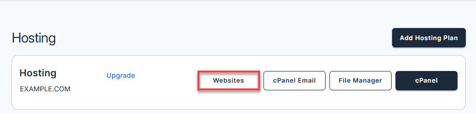 Account Manager - Hosting tab Websites