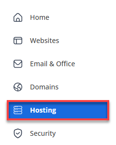 Bluehost Account Manager - Hosting Tab