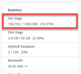 cPanel - Statistics - File Count