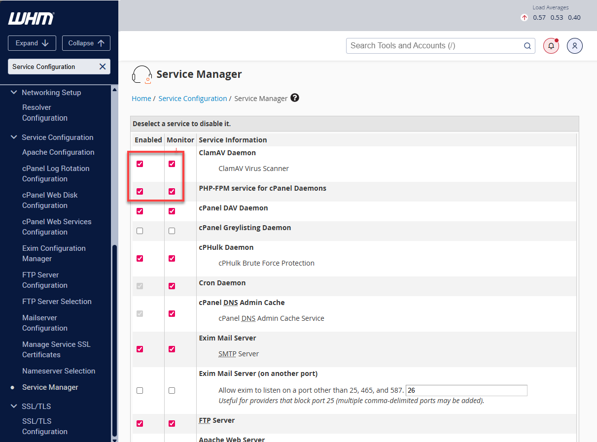 BH WHM Enable Monitor