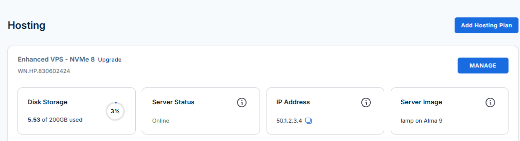 Self-Managed VPS  sever information
