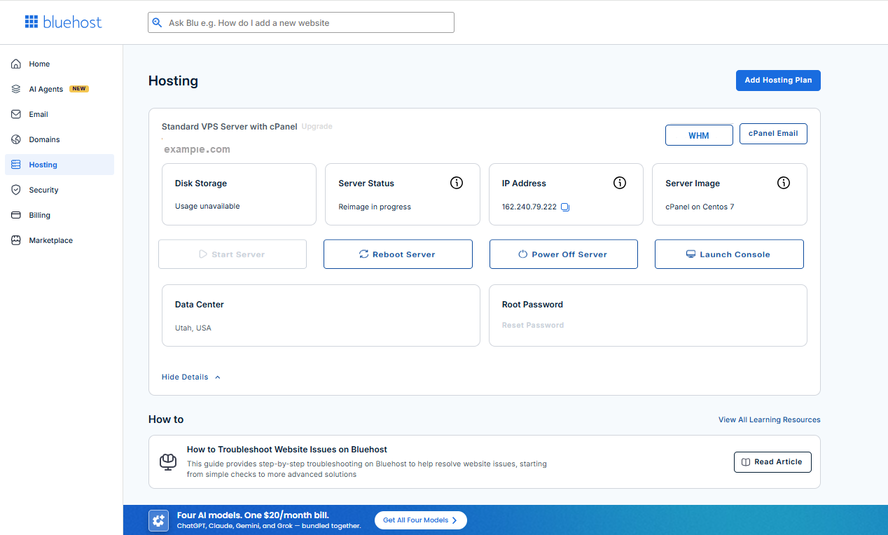 Managed VPS sever information