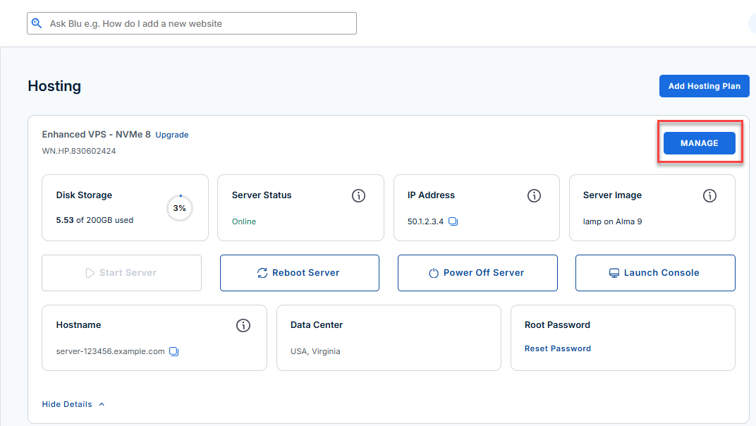 Manage button