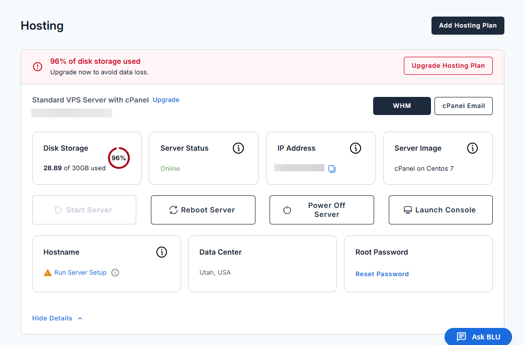 VPS resource details