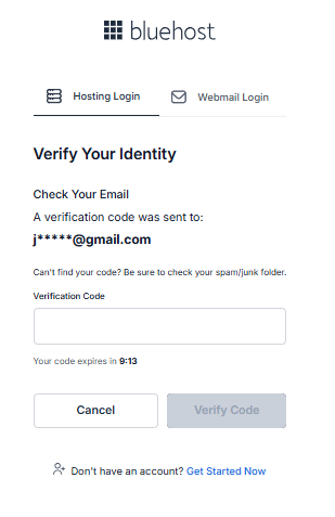 Bluehost Account Manager - Forgot Password - Check your email