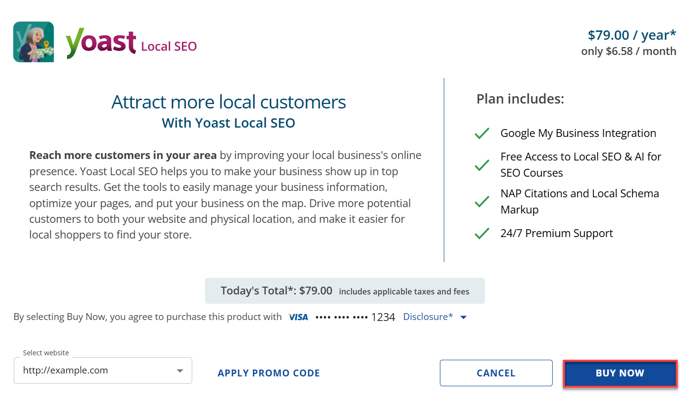 BH Account Manager Marketplace Tab - Buy Now Yoast Local SEO