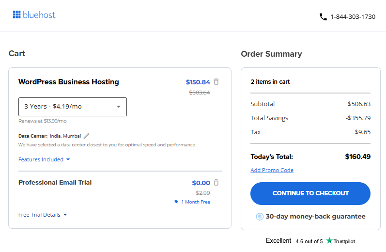 WordPress Hosting - Cart
