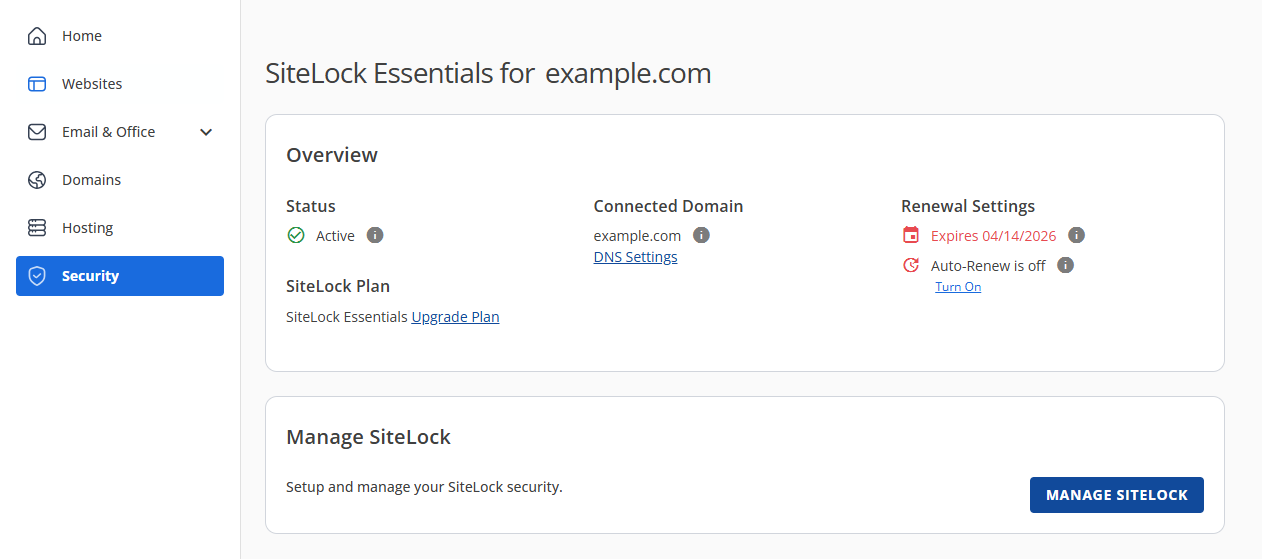 SiteLock provisioning is complete