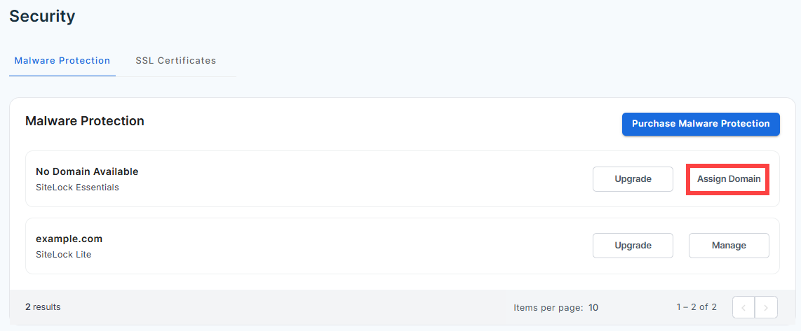 Malware Protection - Assign a Domain