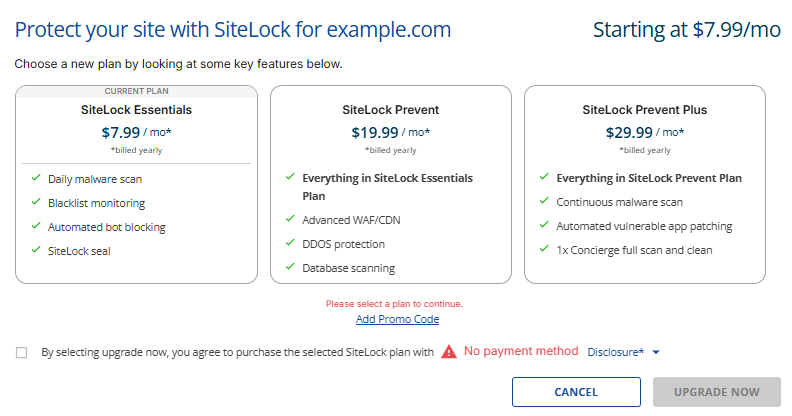 Malware Protection - Upgrade popup