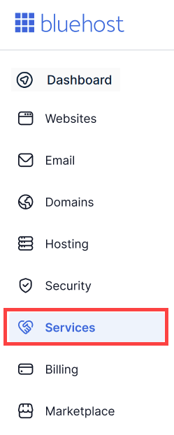 Bluehost Portal - Services Tab