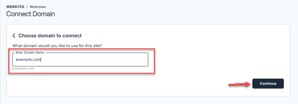 Connect Domain Popup