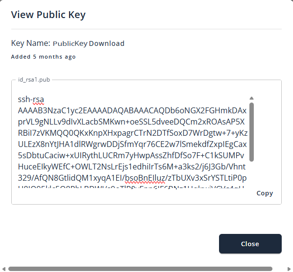 SSH Keys - View SSH Key details