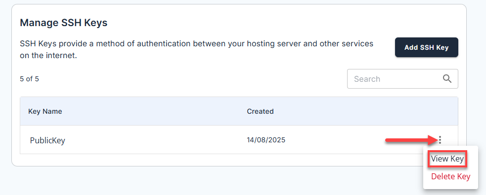 SSH Keys - View SSH Key