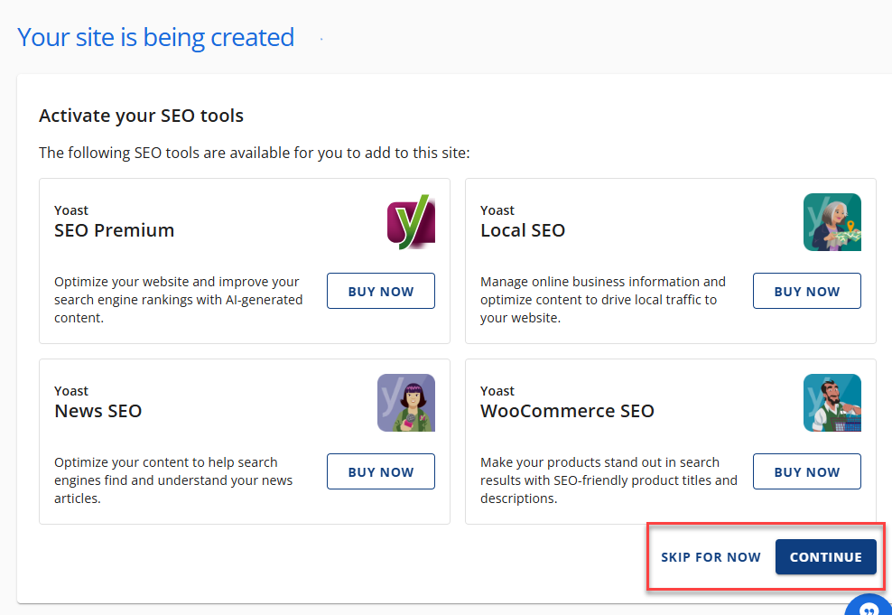 Bluehost Account Manager - Website Manage button