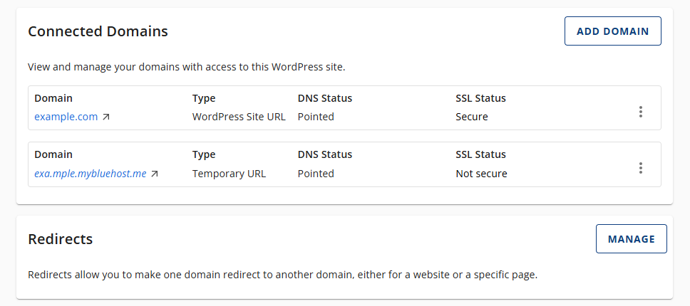 Websites - Domains Tab