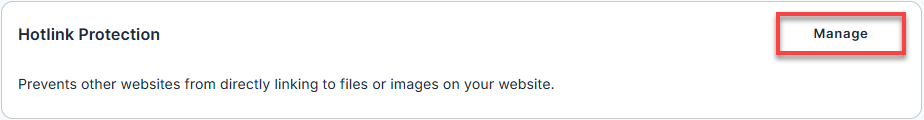 Bluehost Account Manager - Security Tab Manage Horlink Protection