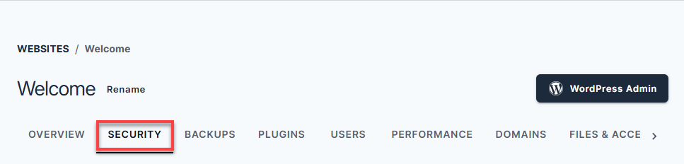 Bluehost Account Manager - Security Tab Manage Horlink Protection