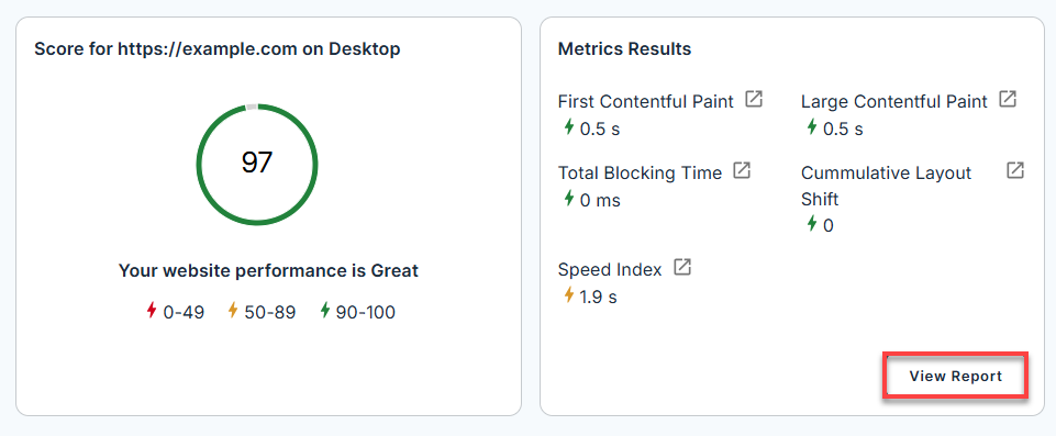 Google PageSpeed Insights - View Report