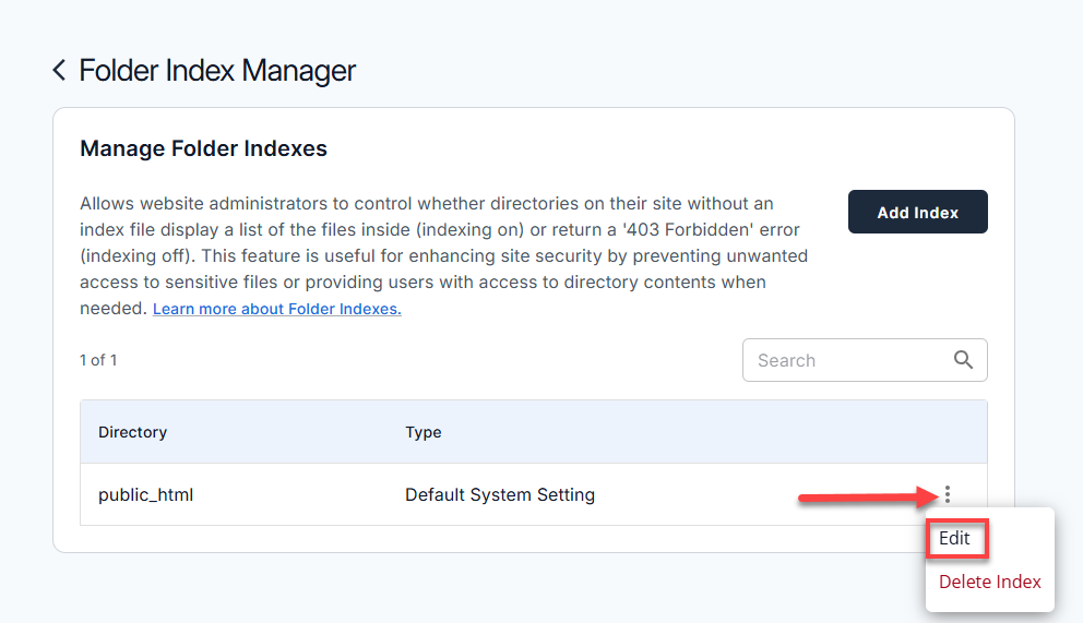 Manage your indexes - Folder Index Manager - Edit Index