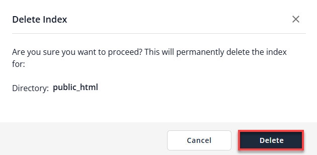 Manage indexes - Folder Index Manager - Confirm Delete