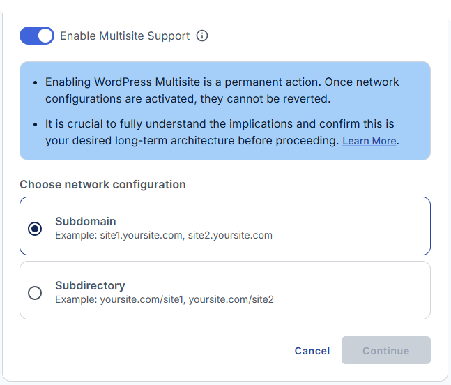 Bluehost Agency Hosting - Websites tab Configure WP Site