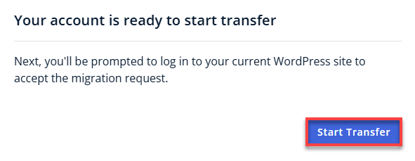 Bluehost Agency Hosting - Websites tab Add Site Transfer WordPress Website - Start the Transfer