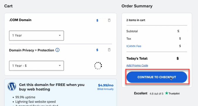 Continue to checkout