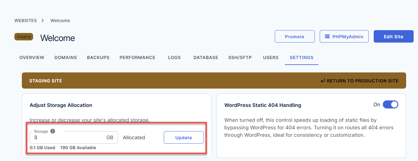 Bluehost Account Manager - Website Manage button