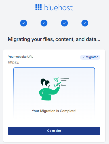 BH Account Manager Websites Tab - Migrate WordPress Website Migrated