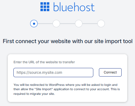 BH Account Manager Websites Tab - Migrate WordPress Website Connect Domain