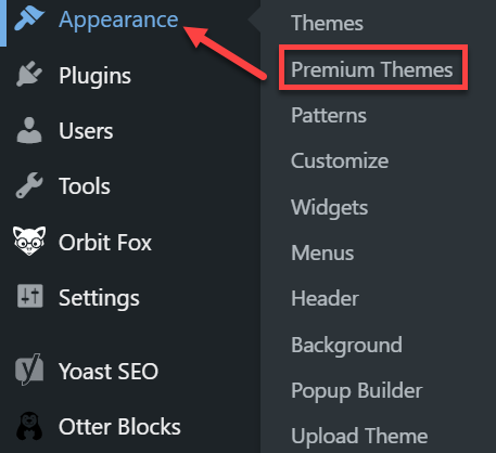 WordPress dashboard - Appearance - Themes