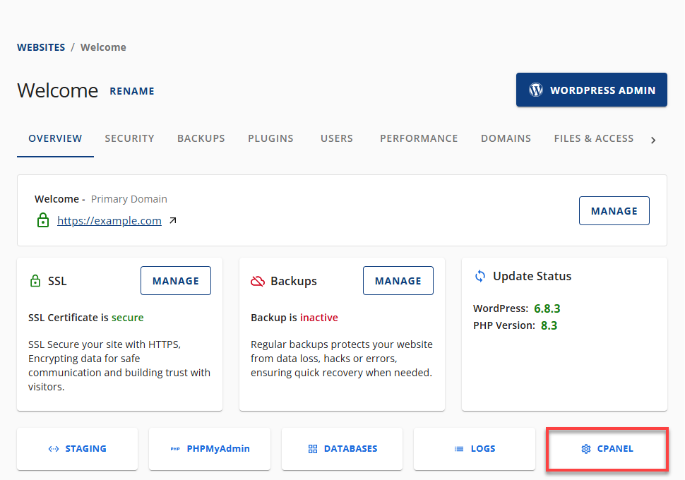 Multiple hosting plans - cPane Email link