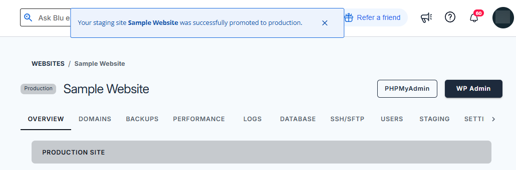 Bluehost Staging - Go Live Comleted