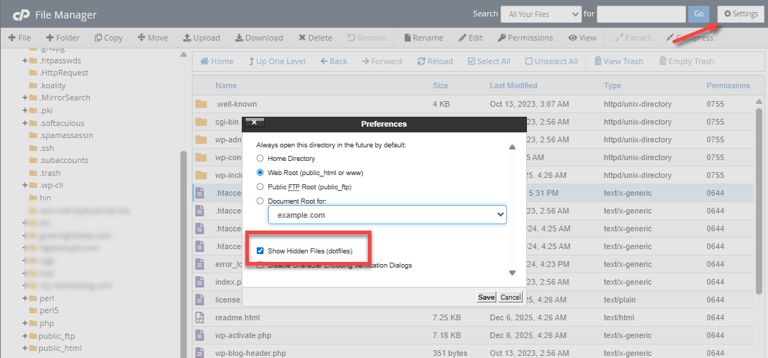 File Manager - Show Hidden Files