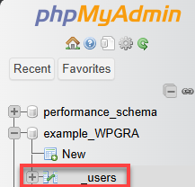 phpMyAdmin Select Database - Choose Users