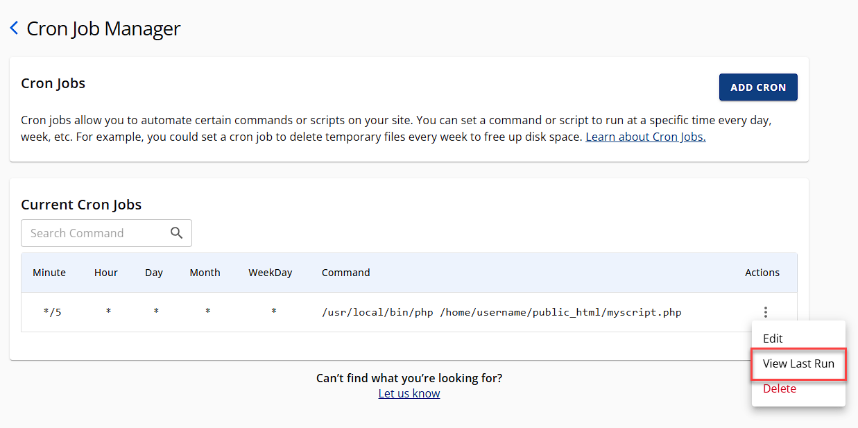 View Last run Cron jobs