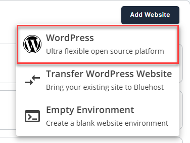 Install WordPress - Choose a site type