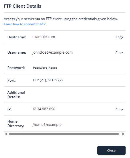 FTP Management - Details