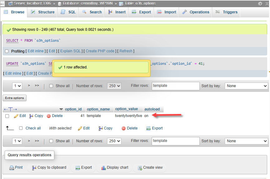 phpMyAdmin - Replace option-value