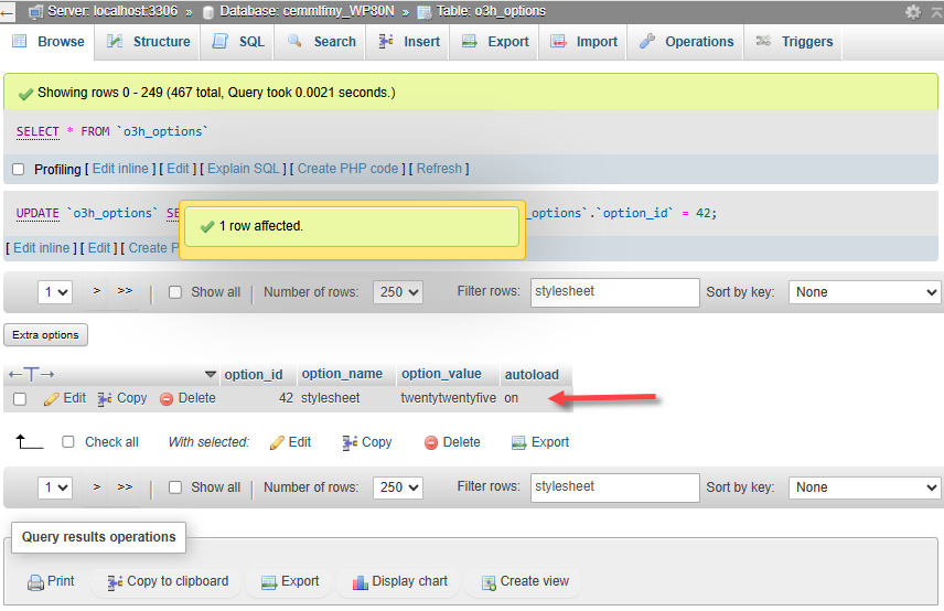 phpMyAdmin - Replace option-value